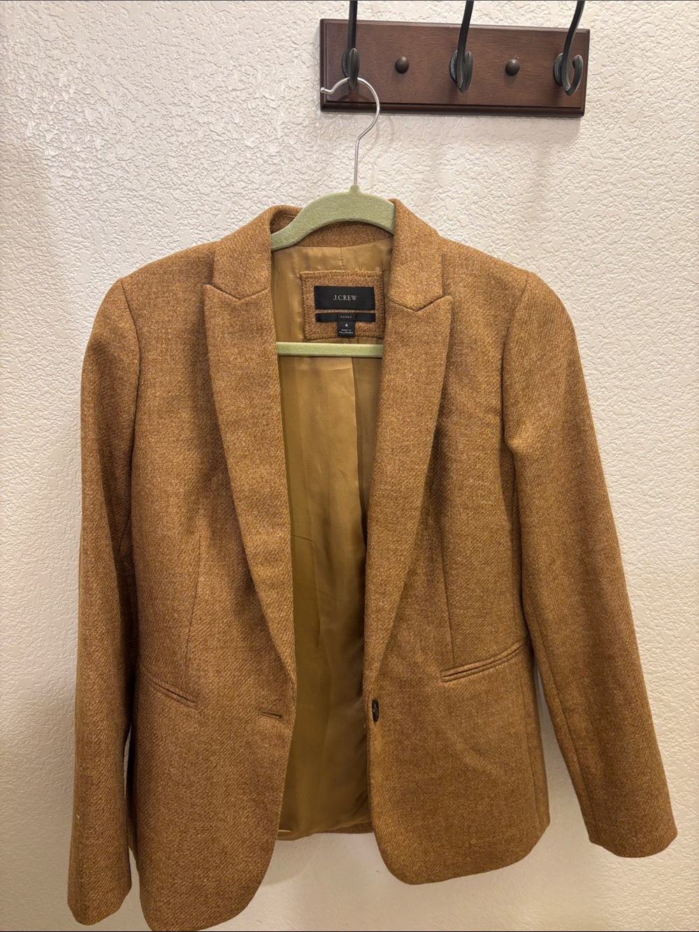 J. Crew Women's Mustard Brown Wool Blend Blazer